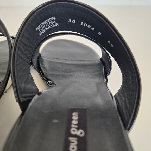 Paul Green Meg Slide Sandals Black Patent Leather Block Heel Summer Women 36 - Picture 7 of 10
